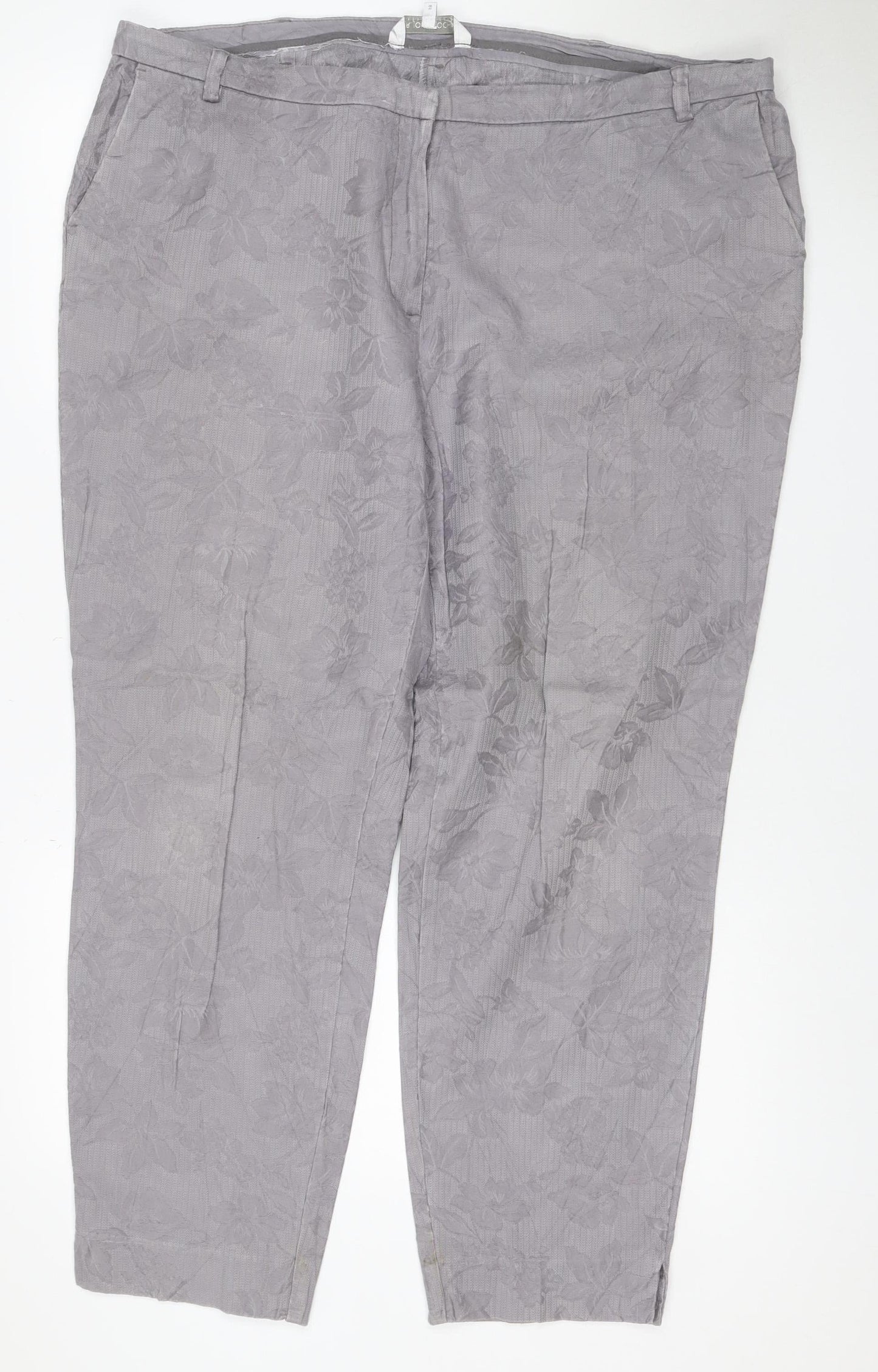RJR John Rocha Women Grey Floral Jacquard Wide-Leg Jeans UK 18