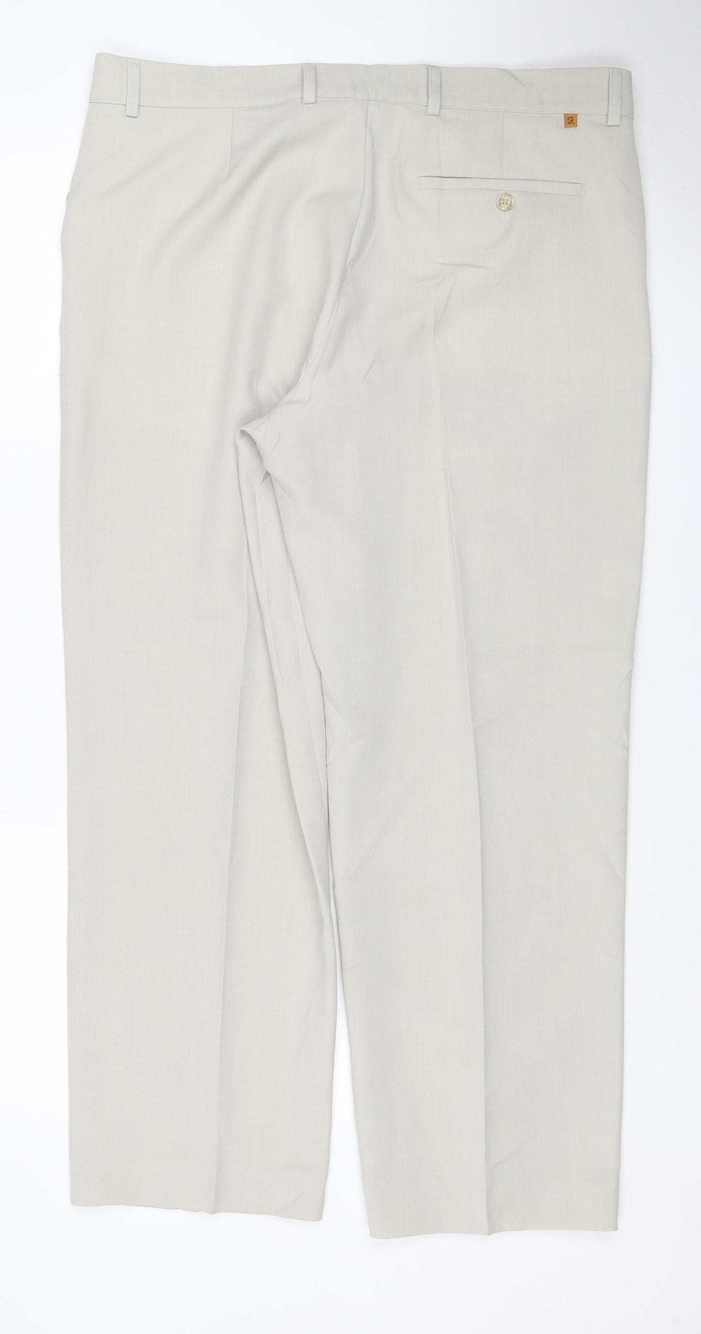 Farah Men's Beige 38W 29L Straight Flat Front Dress Trousers