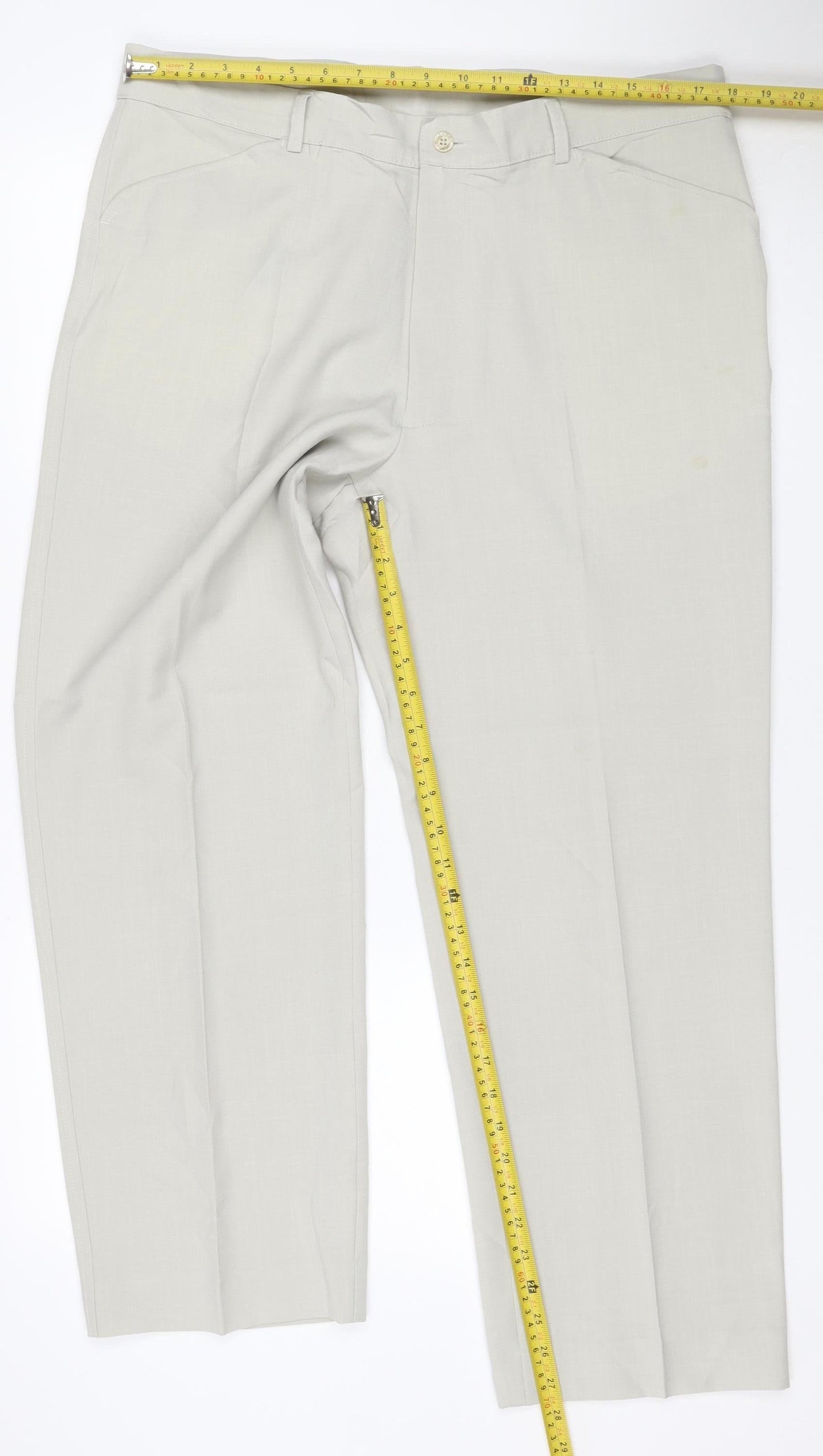 Farah Men's Beige 38W 29L Straight Flat Front Dress Trousers