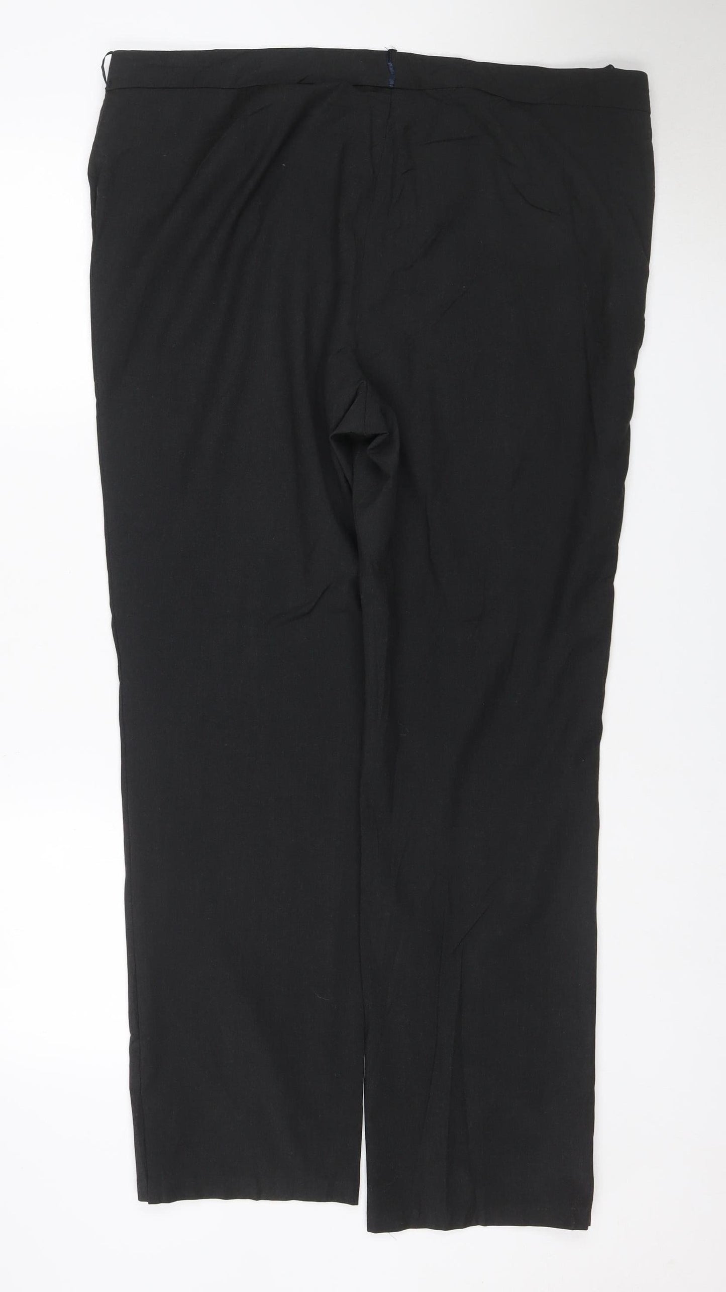 Marks and Spencer Women Black UK 18 Medium Straight Stretch Dress Trousers