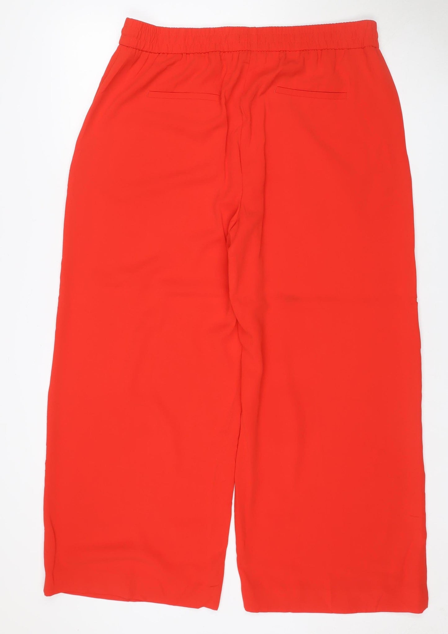 M&S Womens Red UK 18 Short Wide-Leg Drawstring Trousers