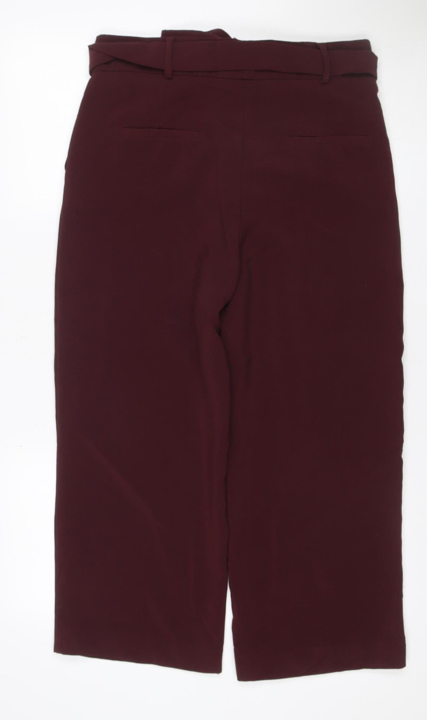 Mango Women Red UK 12 Belted Straight Leg Dress Trousers