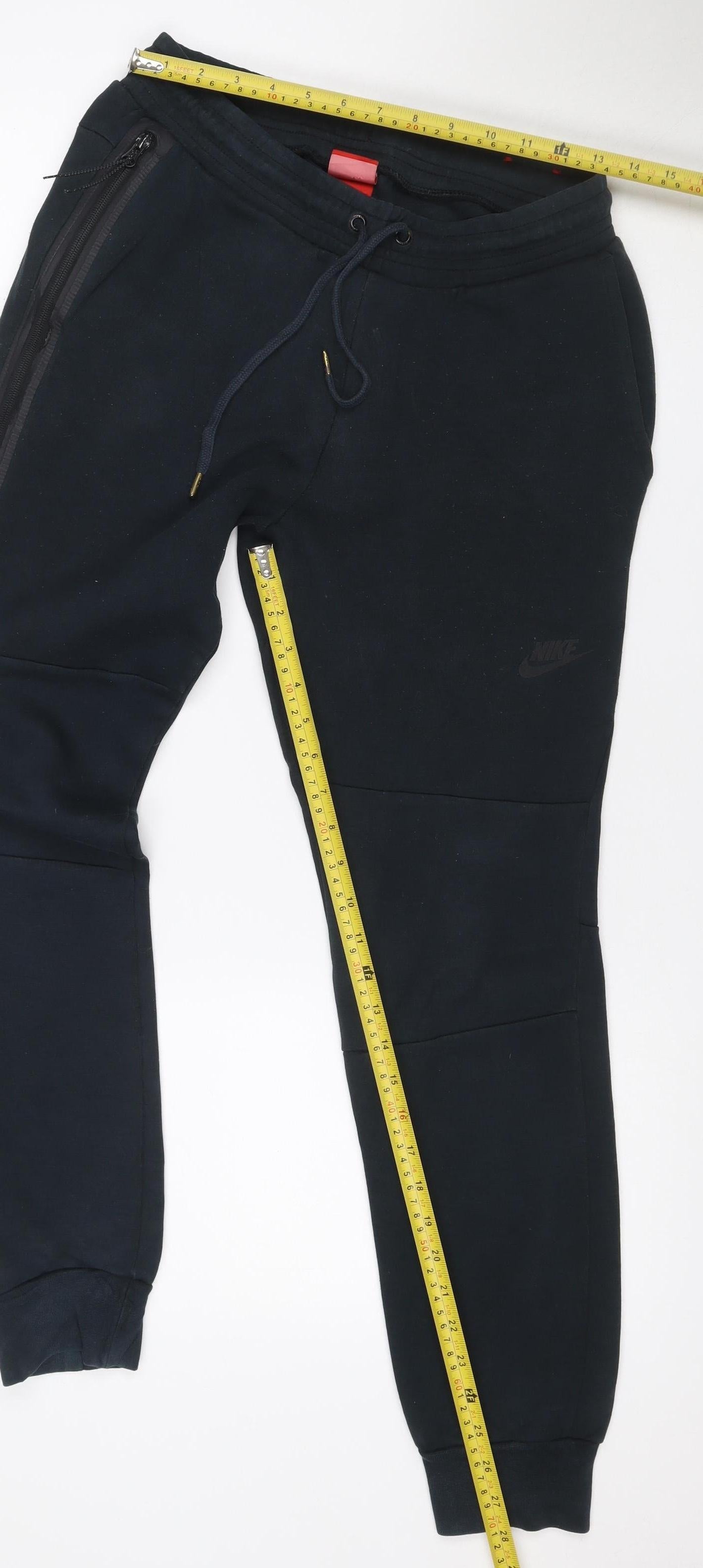 Nike Boys Black S Tech Fleece Jogger Trousers Drawstring Zip Pocket