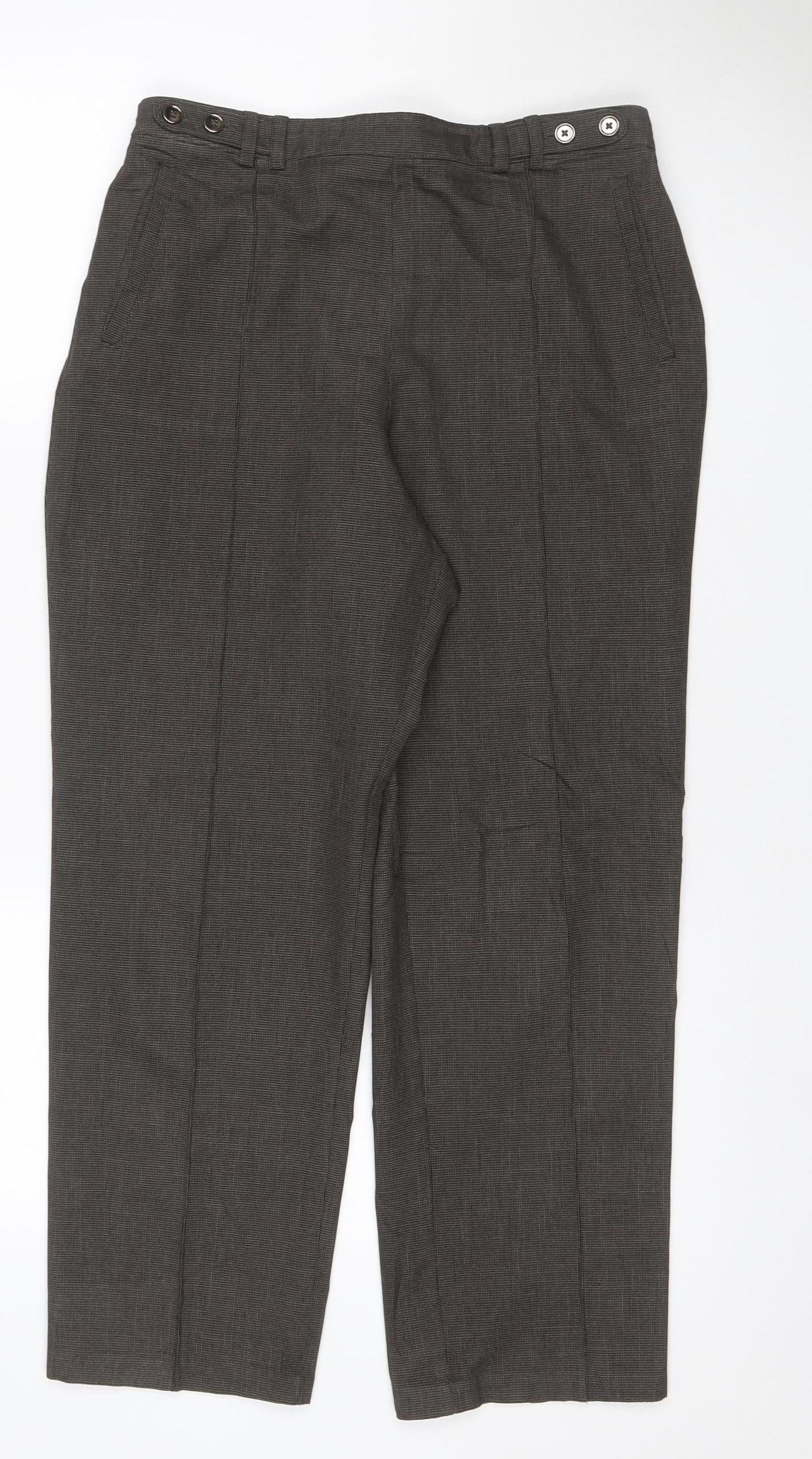Marks and Spencer Women Grey UK 12 Short Straight Work Trousers