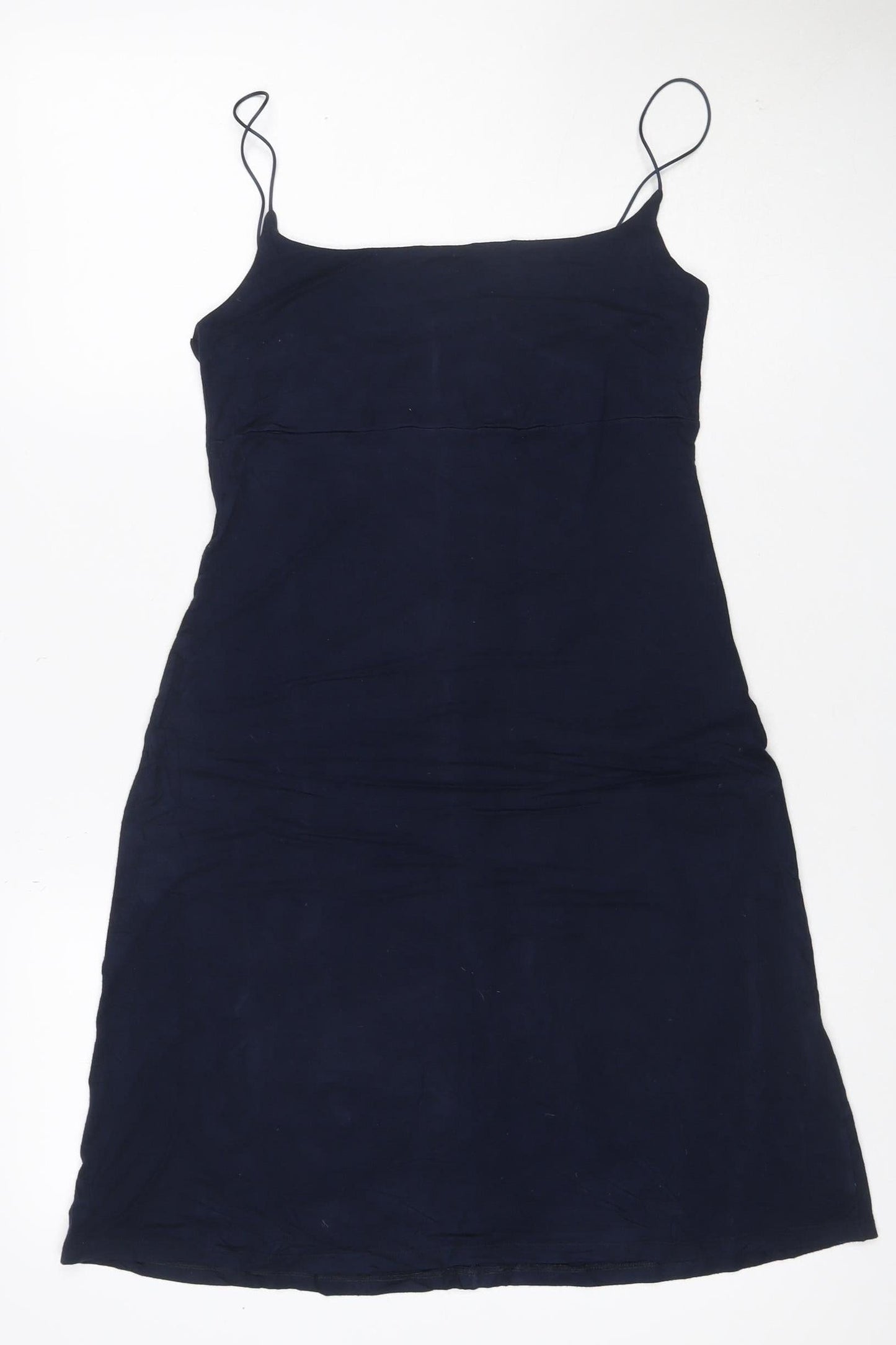 Benetton Women’s Blue Silk Maxi Slip Dress Size S Strappy V-Neck