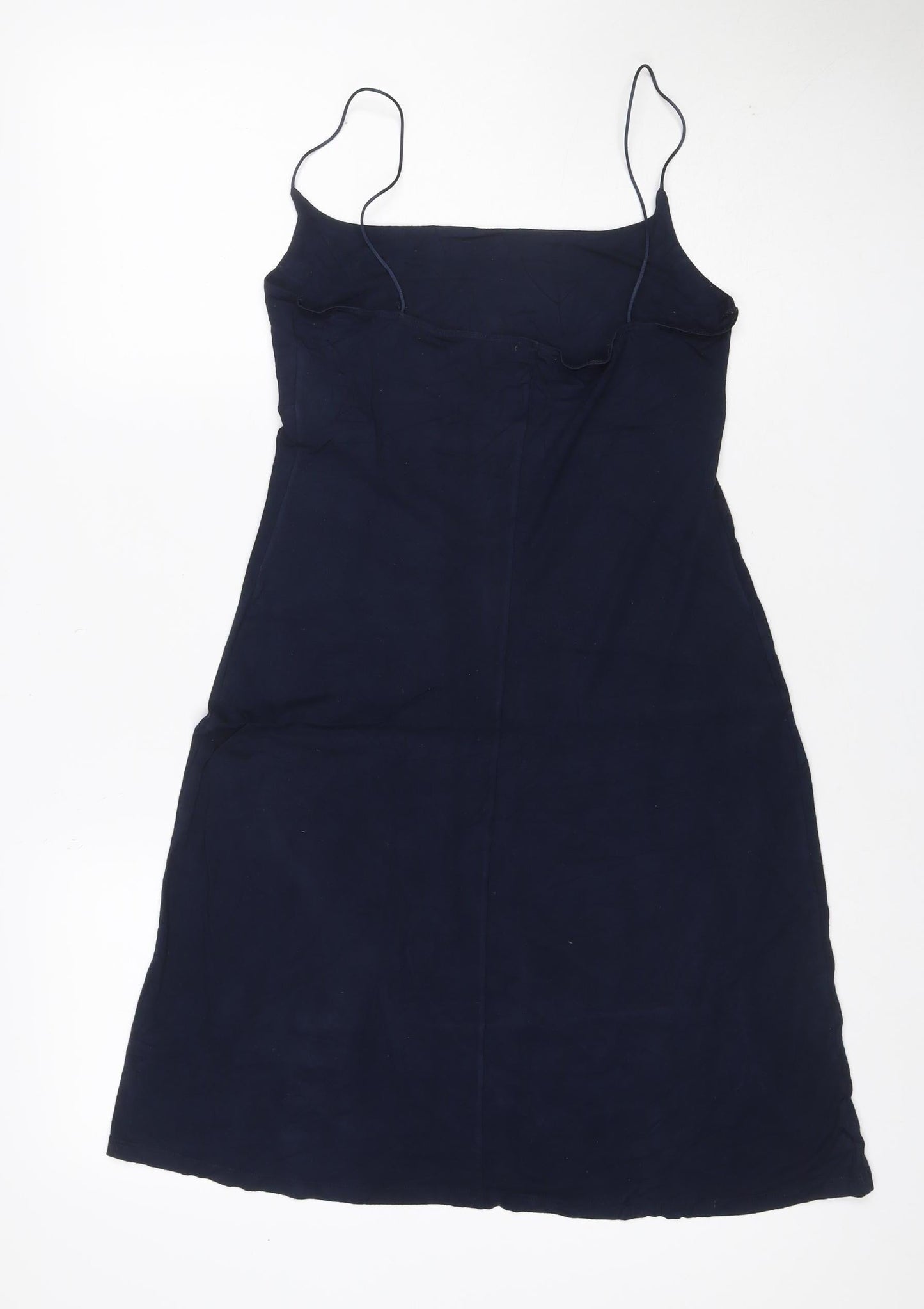 Benetton Women’s Blue Silk Maxi Slip Dress Size S Strappy V-Neck