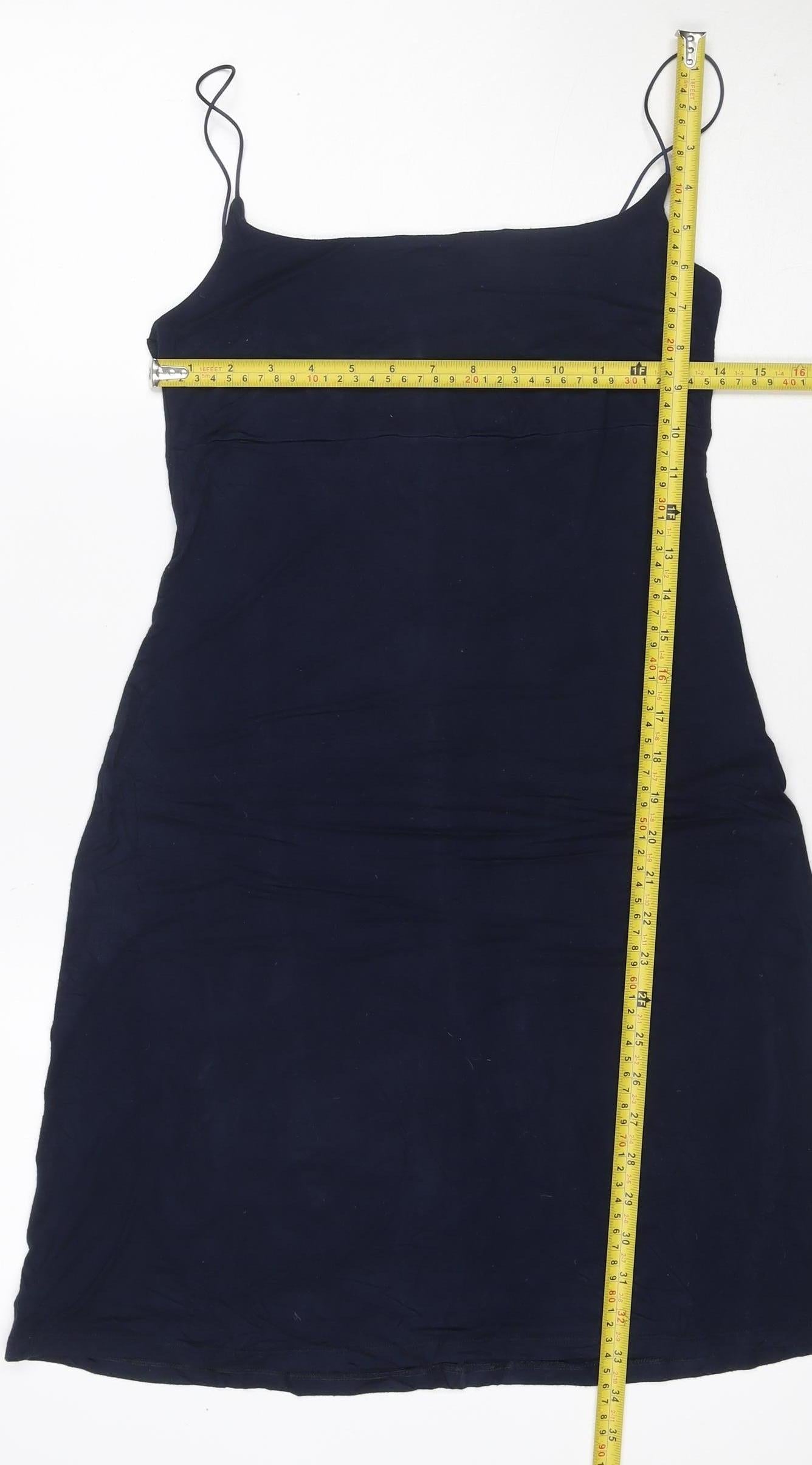 Benetton Women’s Blue Silk Maxi Slip Dress Size S Strappy V-Neck