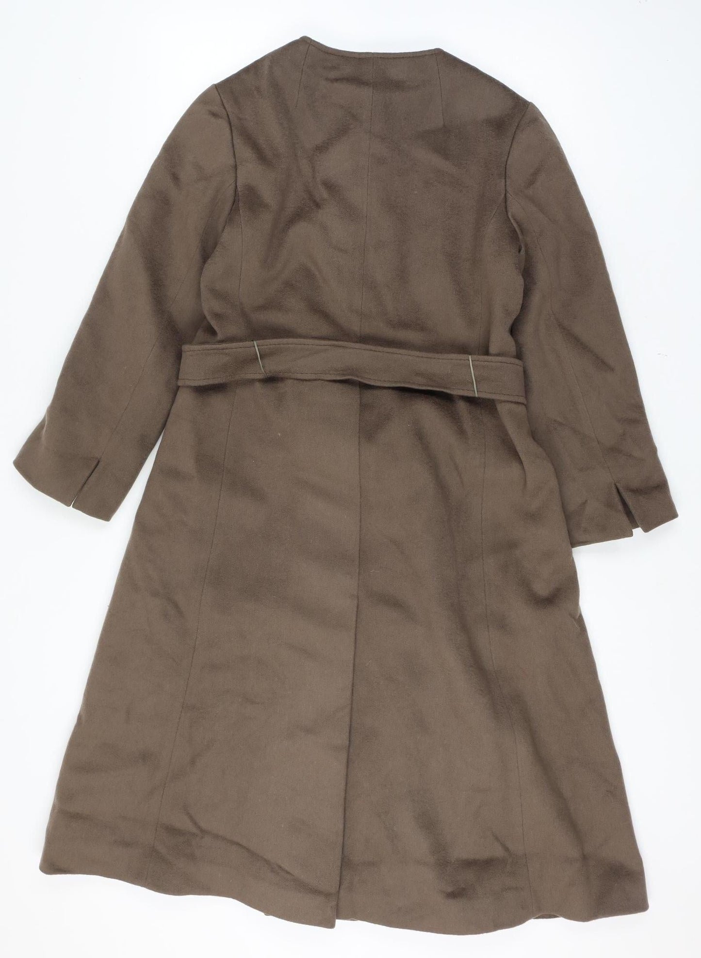 Sterling Stall Women’s Size 8 Brown Pure Virgin Wool Belted Long Overcoat