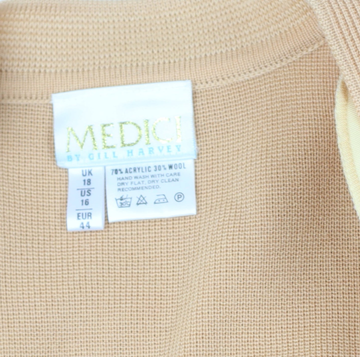 Medici Gill Harvey Women’s Beige UK 18 Cable Knit Open Cardigan