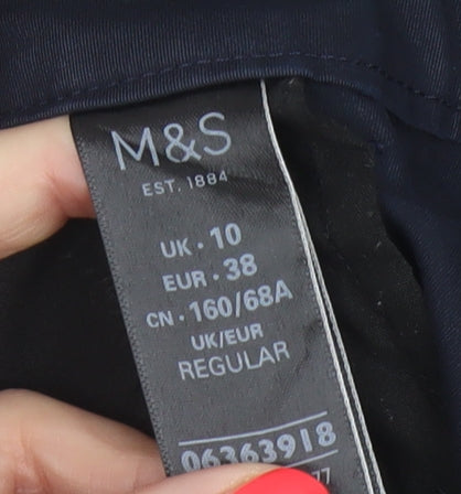 Marks and Spencer Women Blue UK 10 Regular Tapered Work Trousers