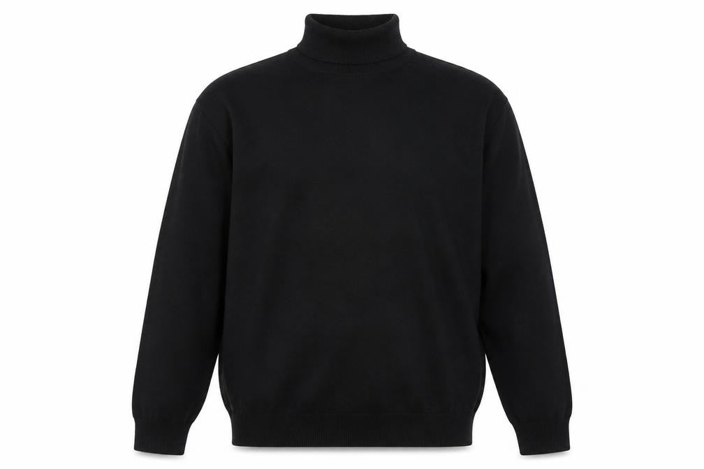 Marks and Spencer Men Black XL High Neck Cotton Knit Pullover Jumper