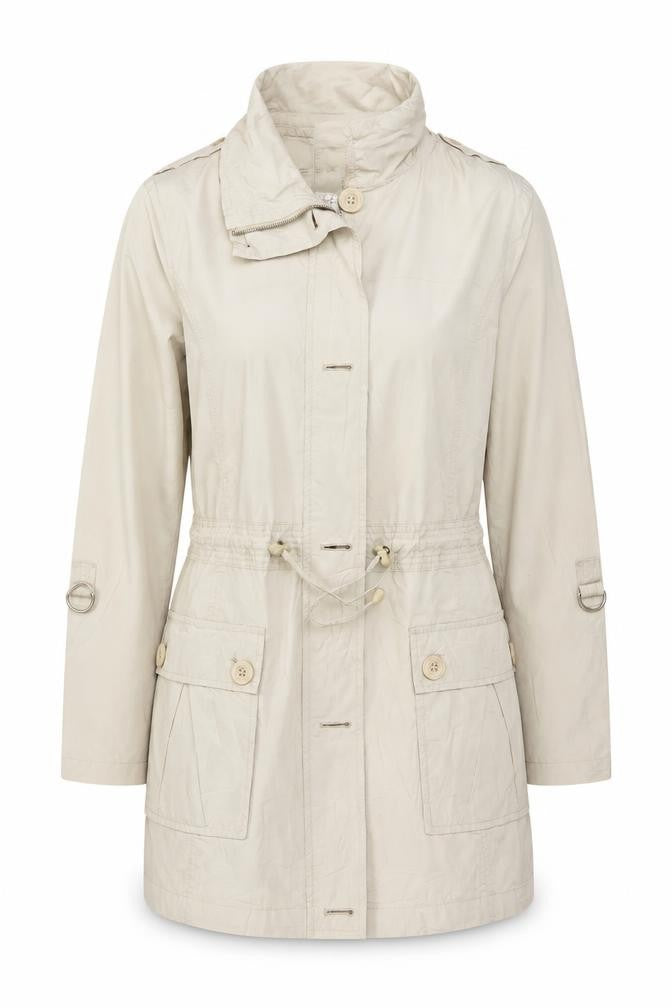 Front view of Maine New England Women Ivory UK 16 Hooded Parka Coat Cotton