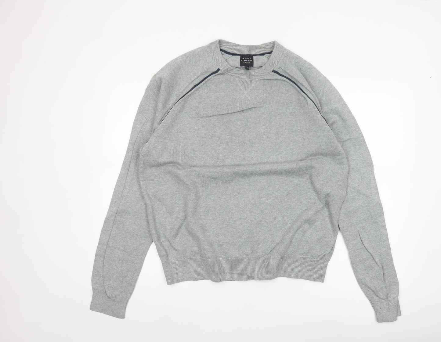 Maison Cinqcent Sport Men Grey Cotton Crew Neck Pullover Jumper L
