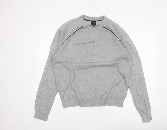 Maison Cinqcent Sport Men Grey Cotton Crew Neck Pullover Jumper L