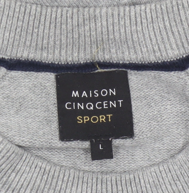 Maison Cinqcent Sport Men Grey Cotton Crew Neck Pullover Jumper L