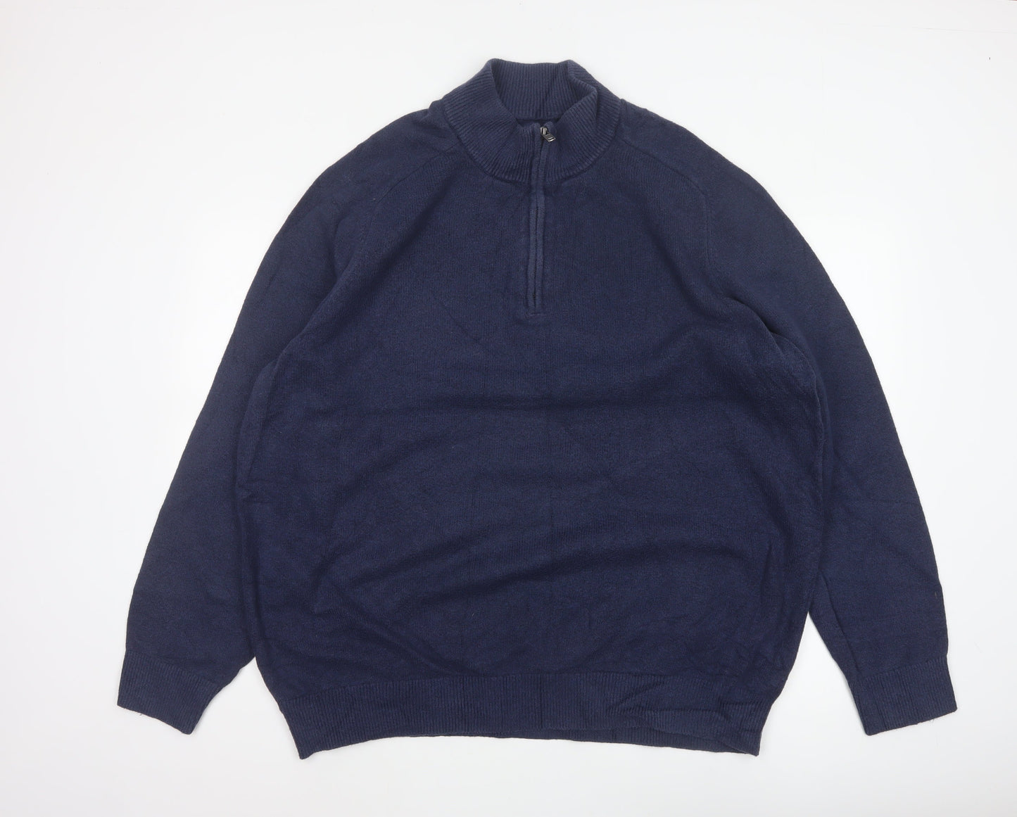 GAP Men’s Navy Blue XL Quarter Zip High Neck Cotton Knit Jumper