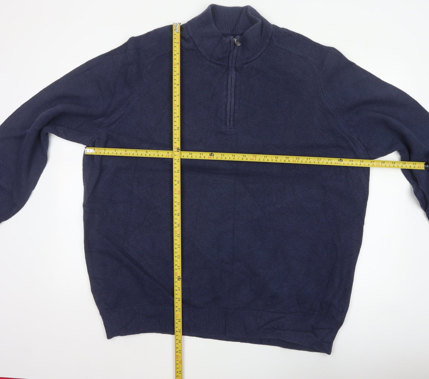 GAP Men’s Navy Blue XL Quarter Zip High Neck Cotton Knit Jumper