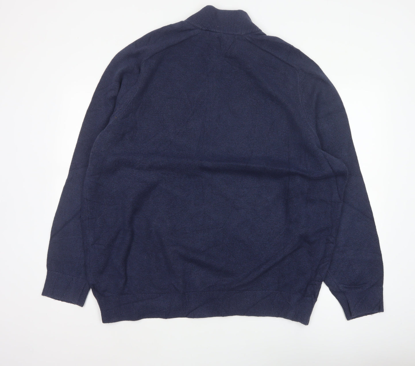 GAP Men’s Navy Blue XL Quarter Zip High Neck Cotton Knit Jumper