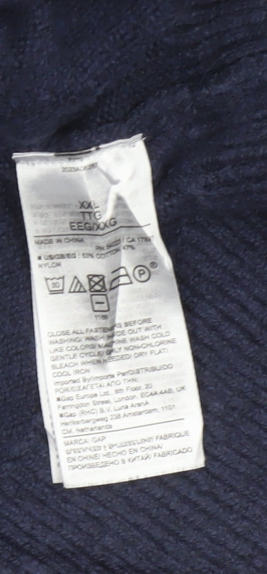 GAP Men’s Navy Blue XL Quarter Zip High Neck Cotton Knit Jumper