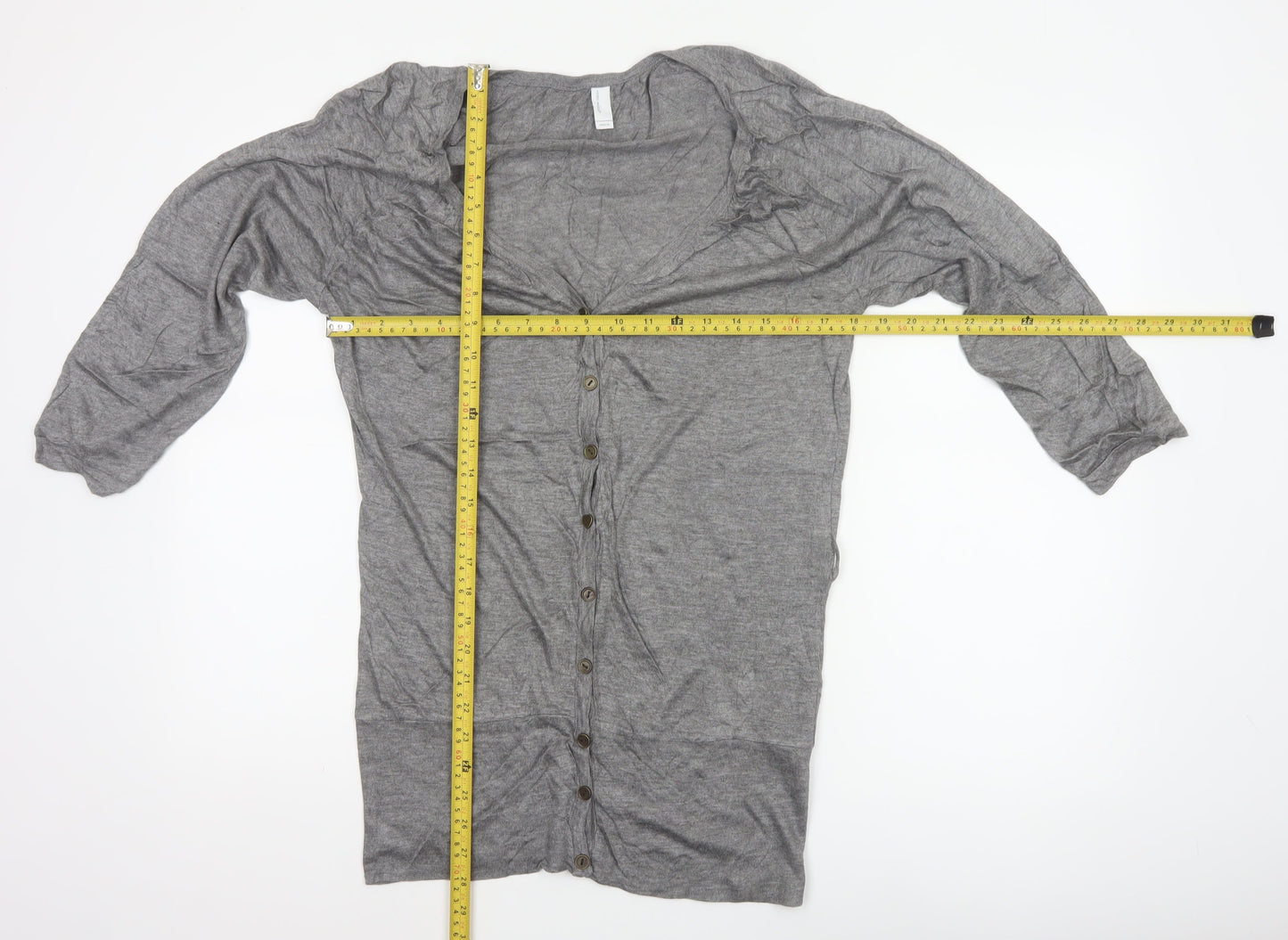 Vero Moda Women Grey M V-Neck Long Sleeve Lightweight Button Cardigan