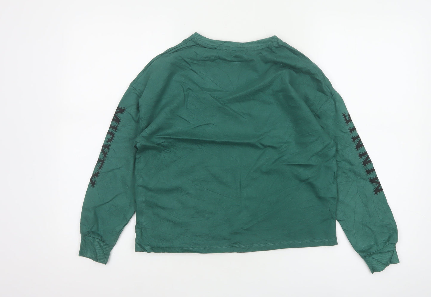 Next Girls Green 10 Years Mickey Minnie Long Sleeve Pullover T-Shirt