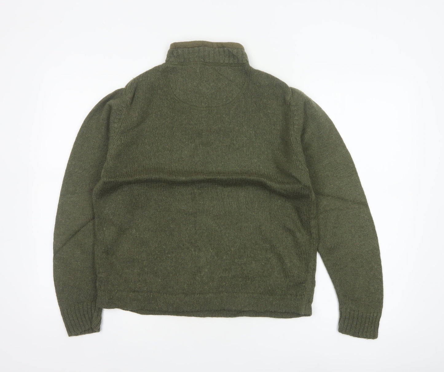 Woolrich Women Green M Pullover 100% Wool Cable Knit 1/2 Zip Jumper