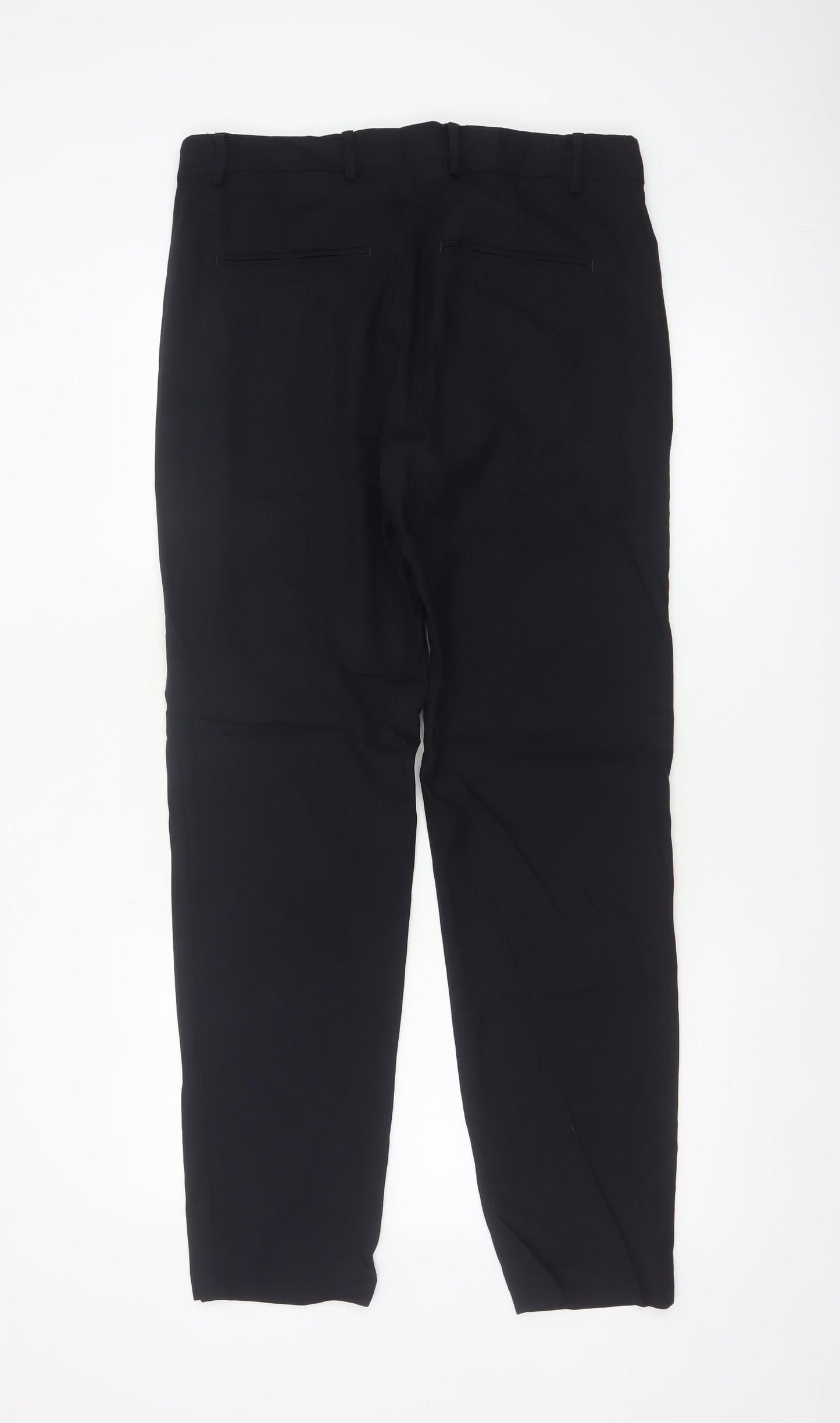 COS Women Black UK 20 100% Wool Tapered Tailored Trousers