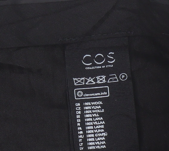COS Women Black UK 20 100% Wool Tapered Tailored Trousers