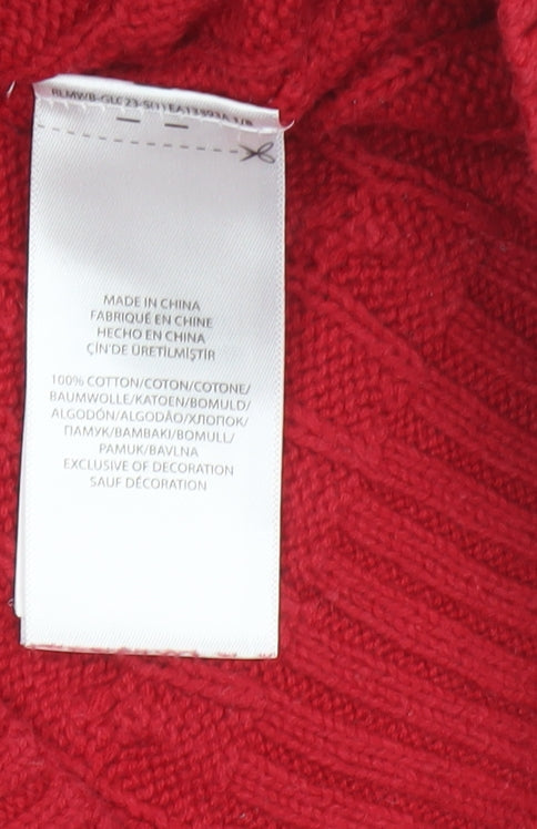 Polo Ralph Lauren Boys Red Cable Knit Cotton Jumper Size 7 Years