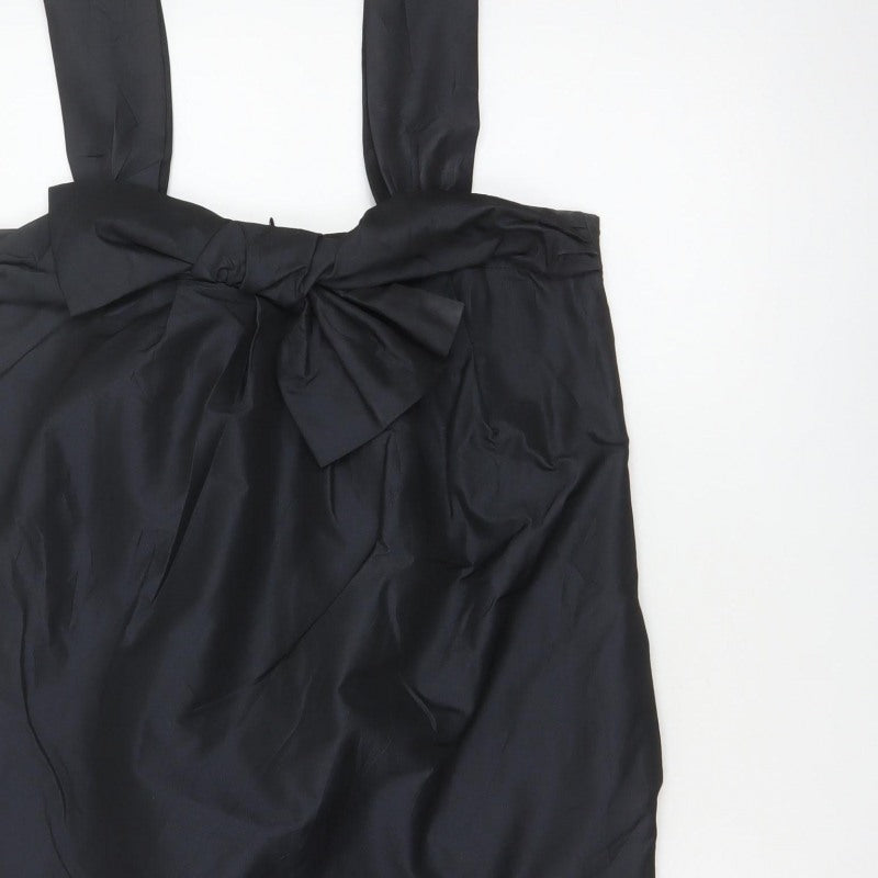 French Connection Women Black UK 14 Satin Bow Pencil Knee Dress