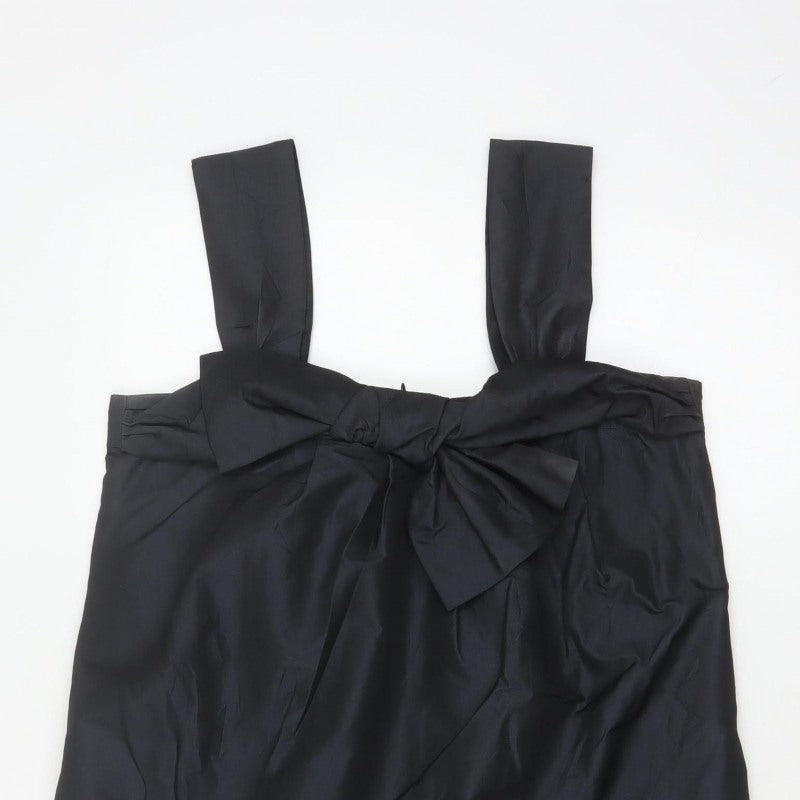 French Connection Women Black UK 14 Satin Bow Pencil Knee Dress