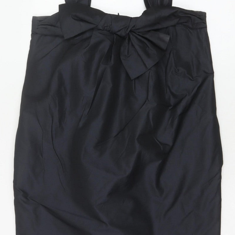 French Connection Women Black UK 14 Satin Bow Pencil Knee Dress