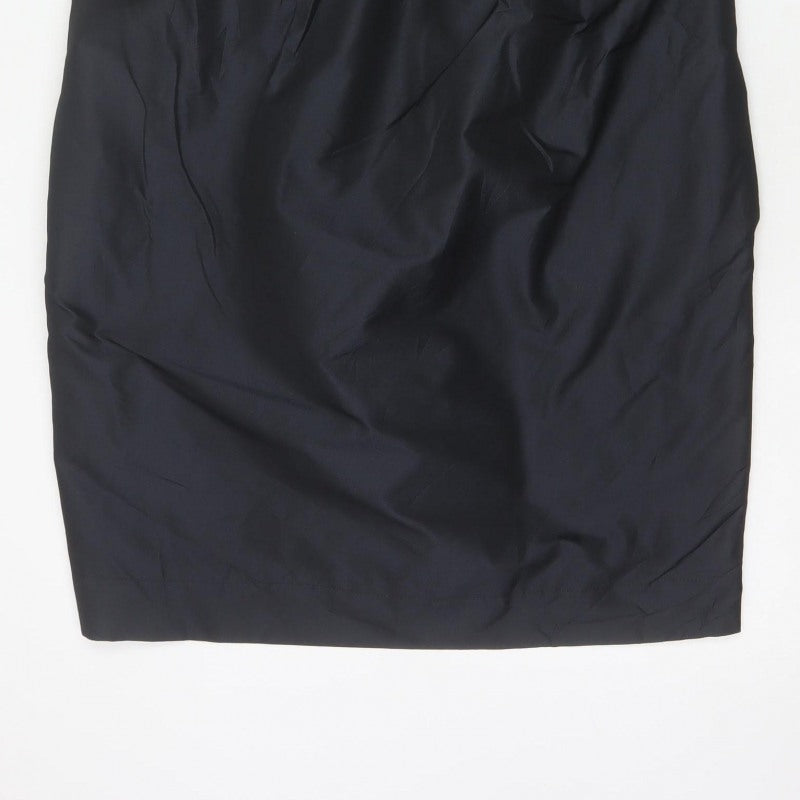 French Connection Women Black UK 14 Satin Bow Pencil Knee Dress