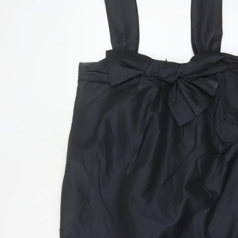 French Connection Women Black UK 14 Satin Bow Pencil Knee Dress