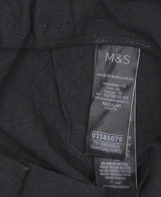 Marks and Spencer Women's Grey Size 14 Tapered Smart Trousers
