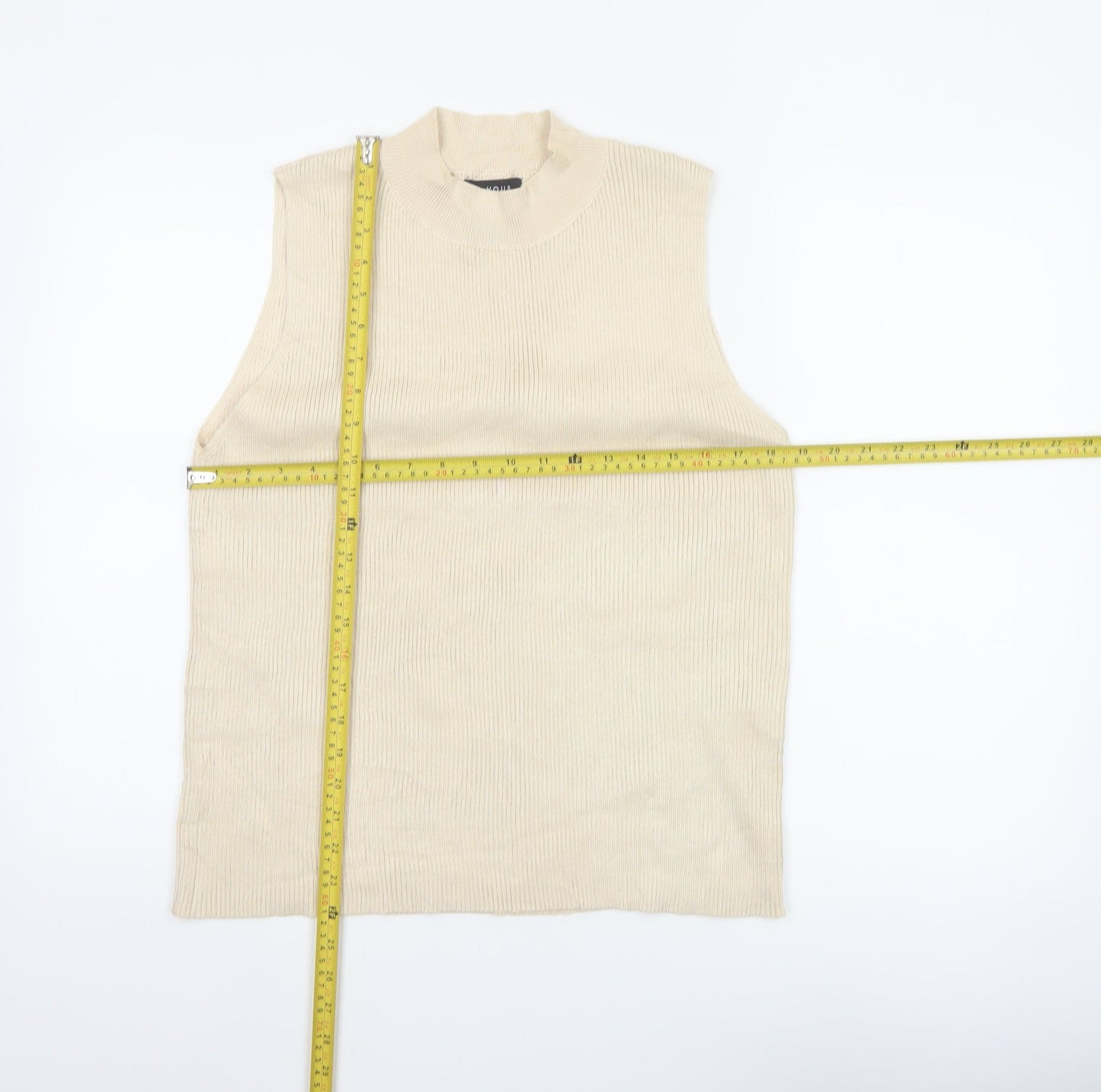 Et Vous Women Ivory Size 20 Ribbed Mock Neck Sleeveless Knit Tank Top