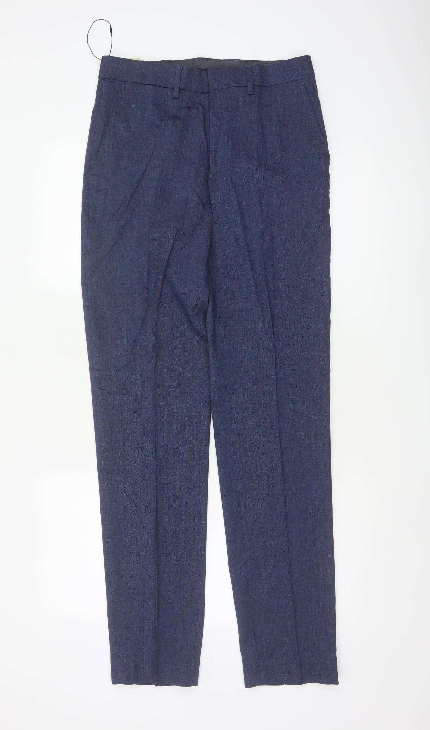 Marks and Spencer Men’s Blue 28 Slim Fit Wool Blend Dress Trousers
