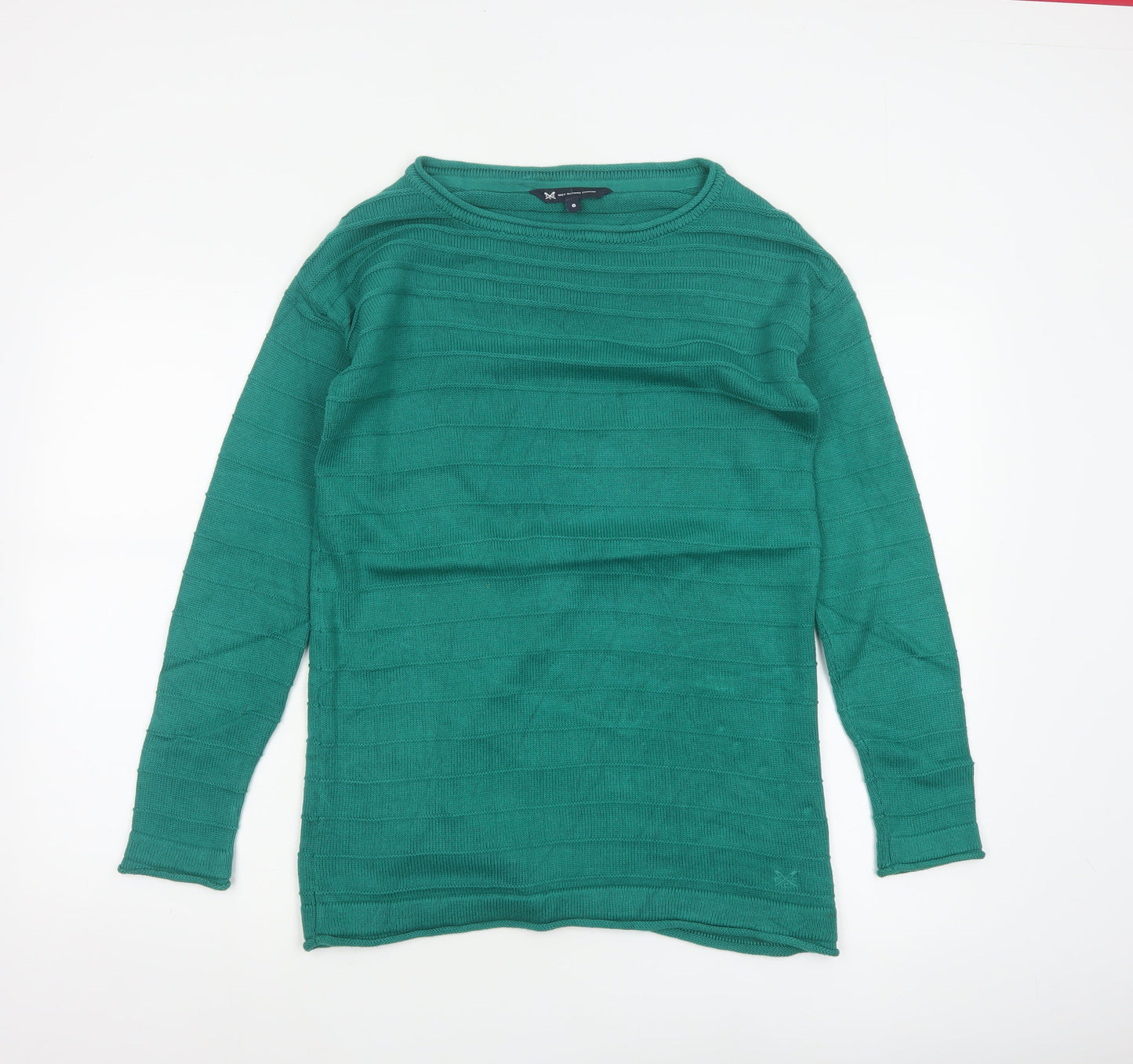 Crew Clothing Company Women Green Size 8 Crew Neck Textured Knit Jumper