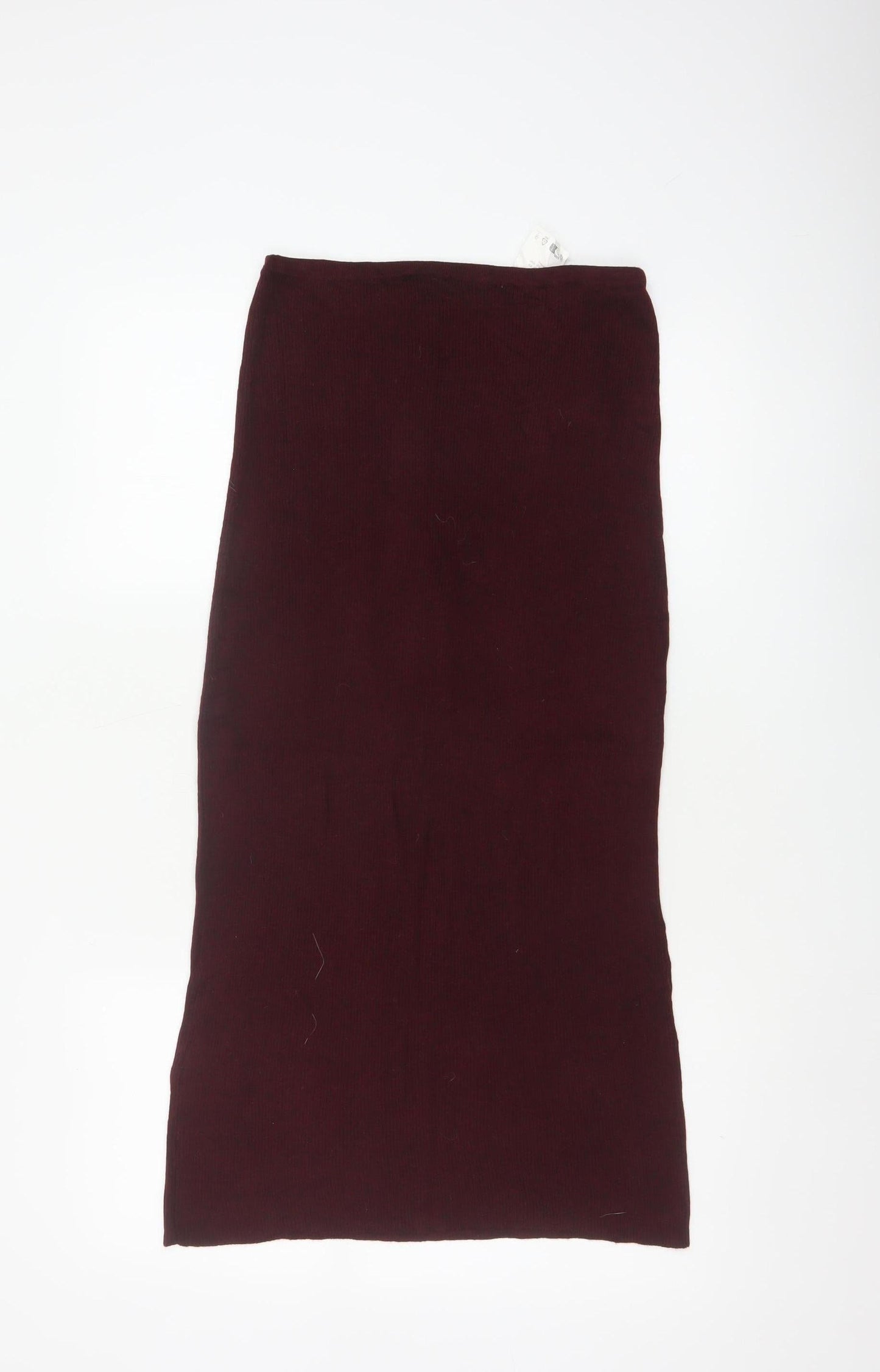 Zara Women Red S Rib Knit Maxi Pencil Skirt Wool Blend NWT