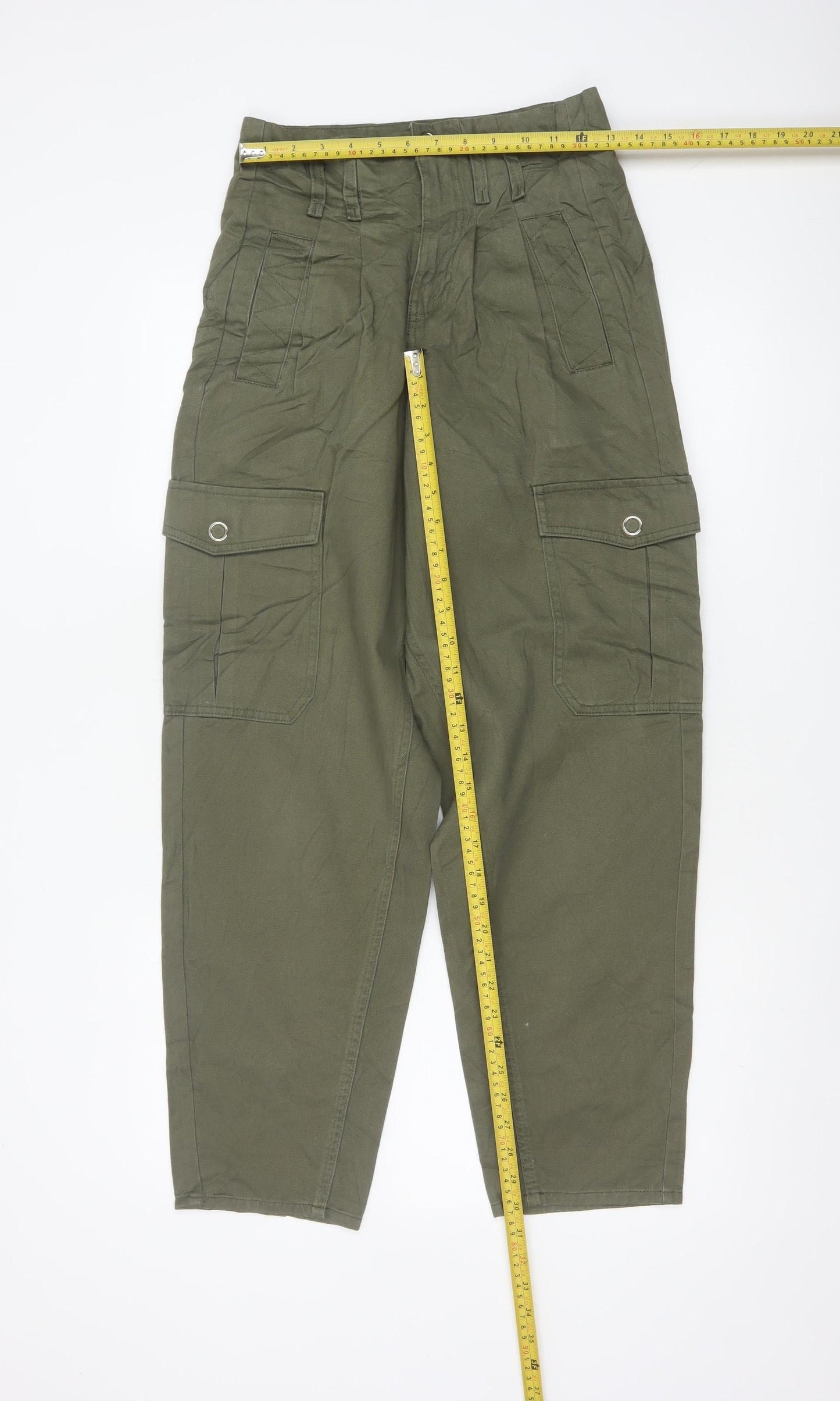 River Island Women Green UK 6 Tapered Cargo Trousers