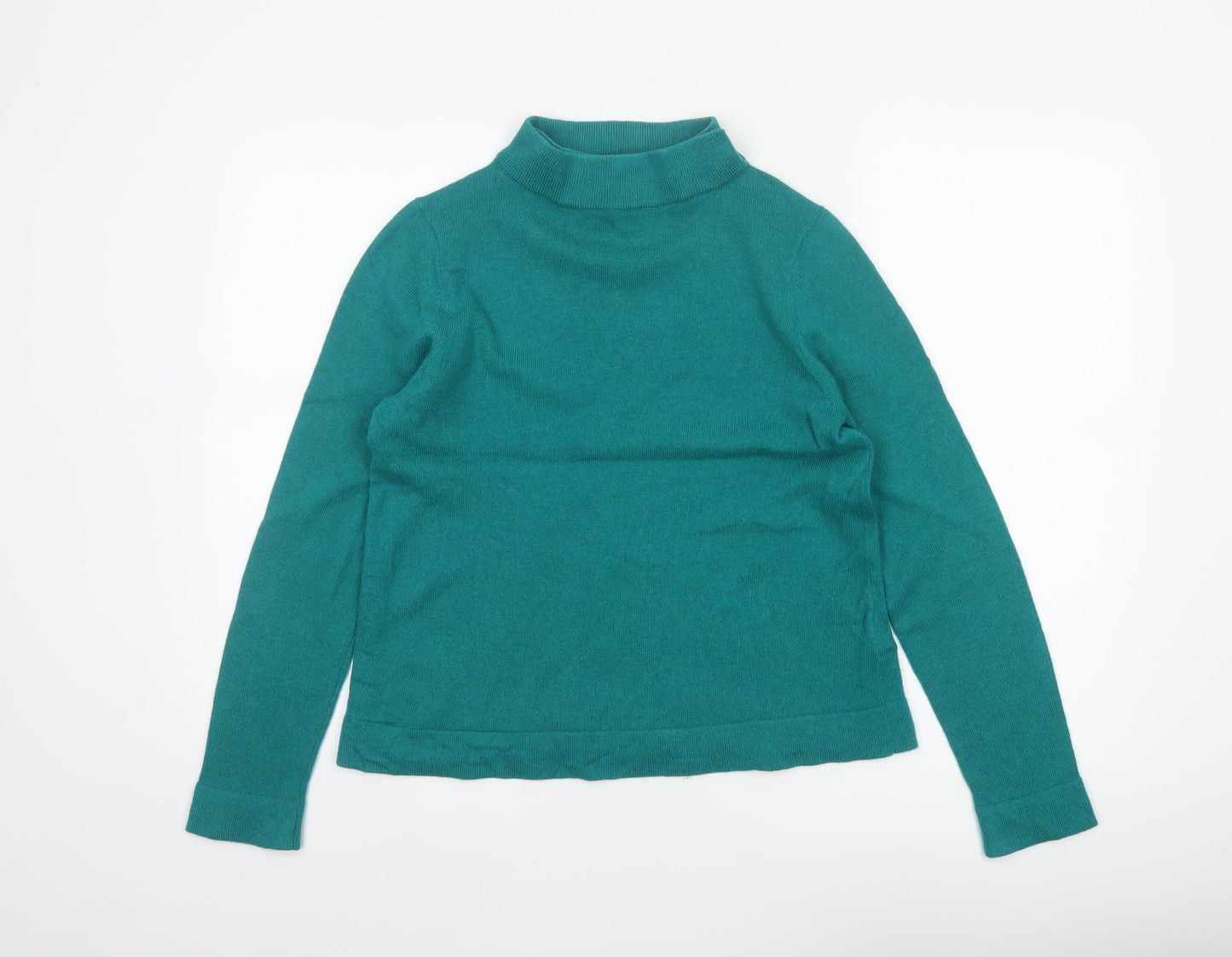 Hobbs Women Green M Merino Cashmere Roll Neck Knit Pullover Jumper