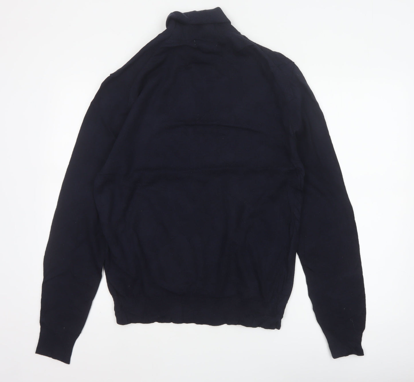 Marks and Spencer Men's Navy M Roll Neck Wool Blend Pullover Jumper
