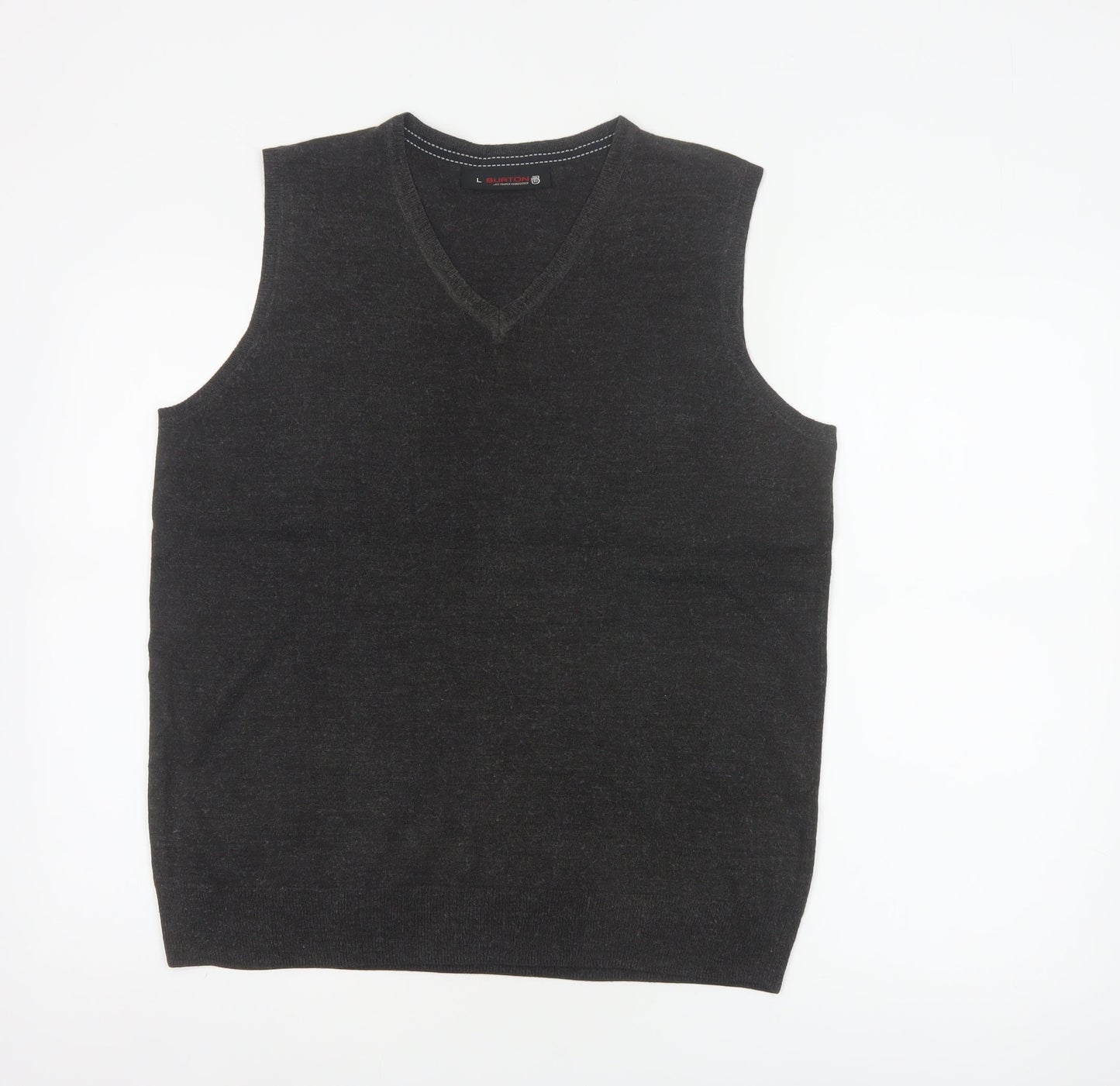 Burton Mens Black L V-Neck Knitted Sleeveless Jumper Vest