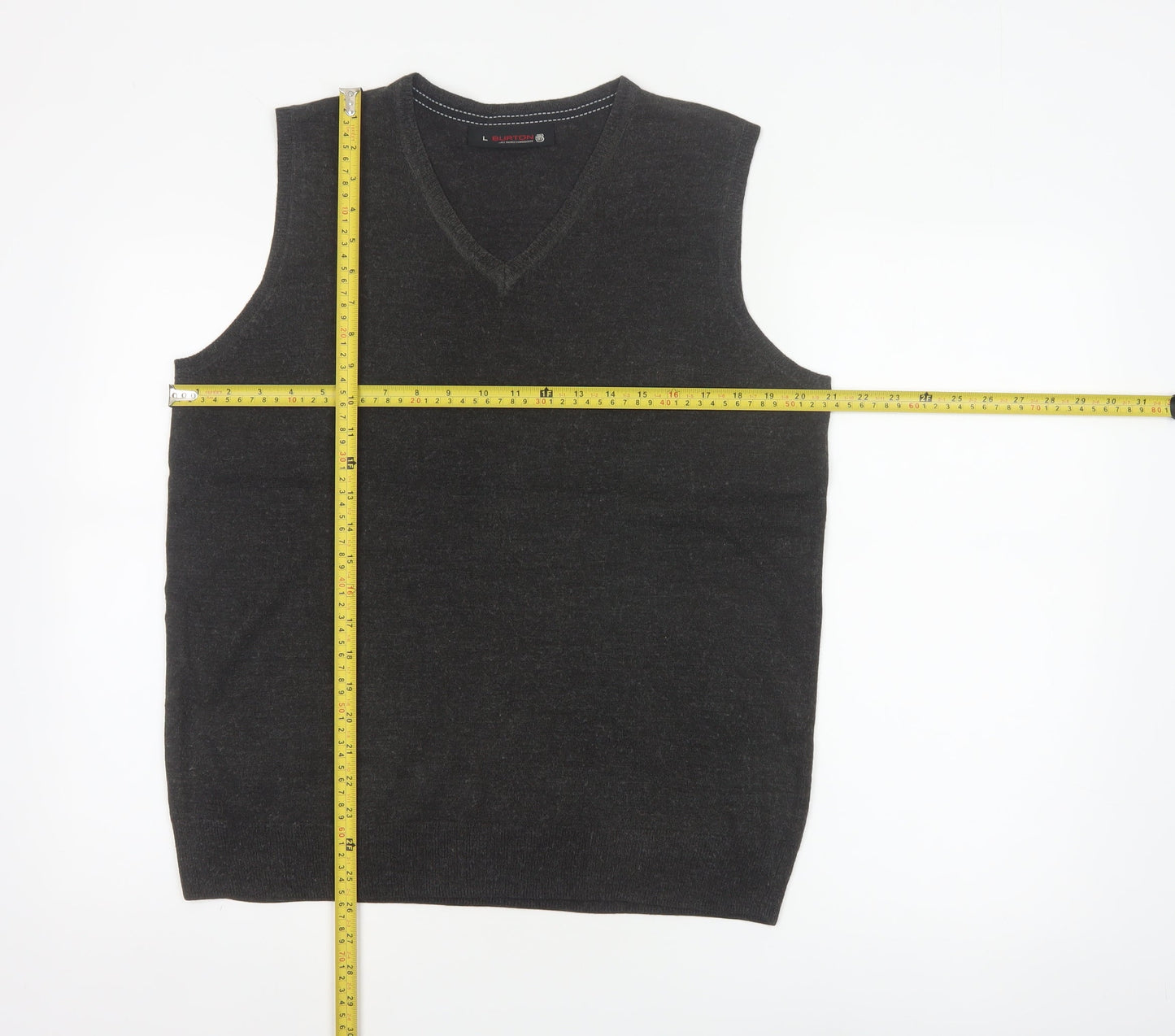 Burton Mens Black L V-Neck Knitted Sleeveless Jumper Vest