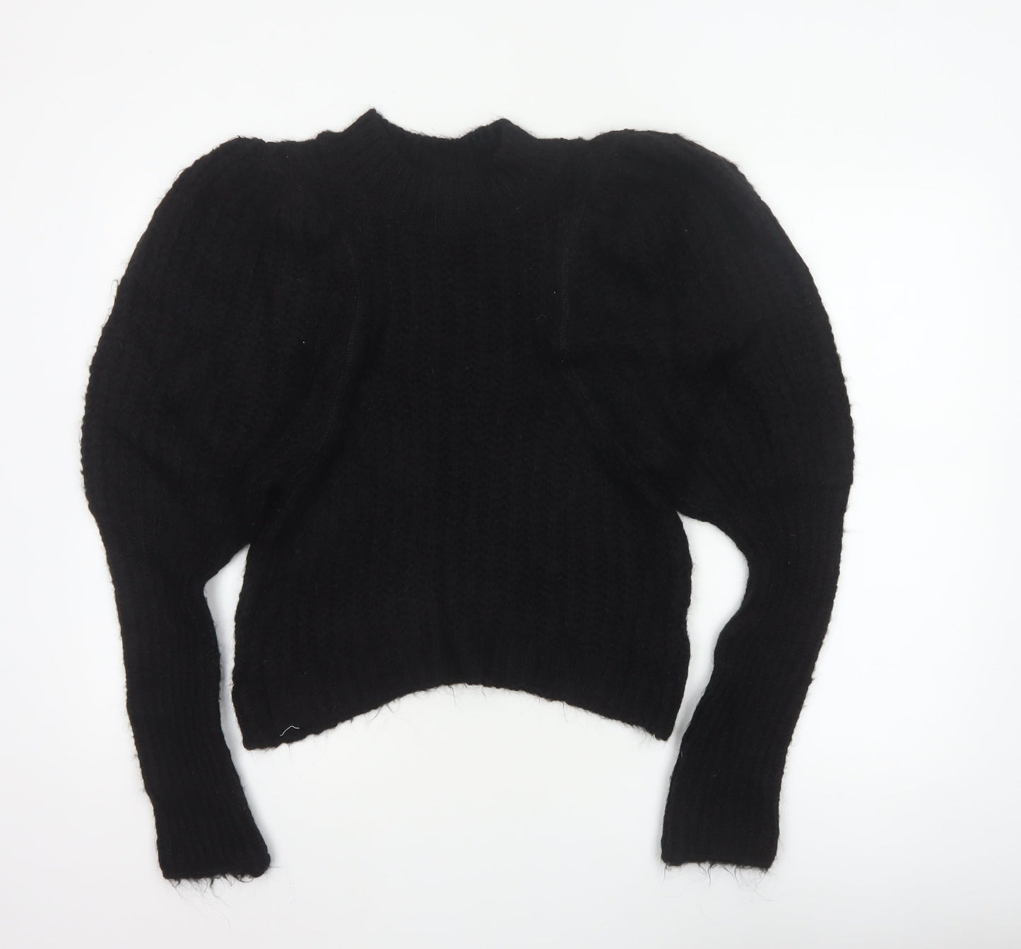 ASOS Women Black UK 8 Cable Knit Mock Neck Pullover Jumper
