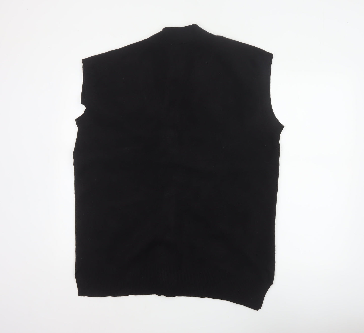Mint Women Black XL Sleeveless V-Neck Knit Jewel Button Cardigan Vest