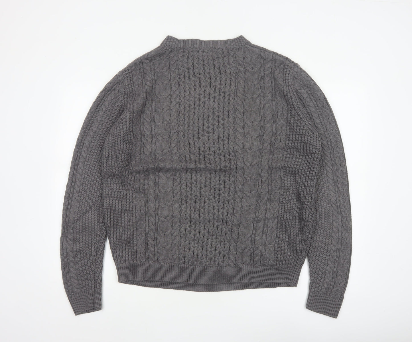 ASOS Design Men's Grey M Cable-Knit Crew Neck Pullover Jumper