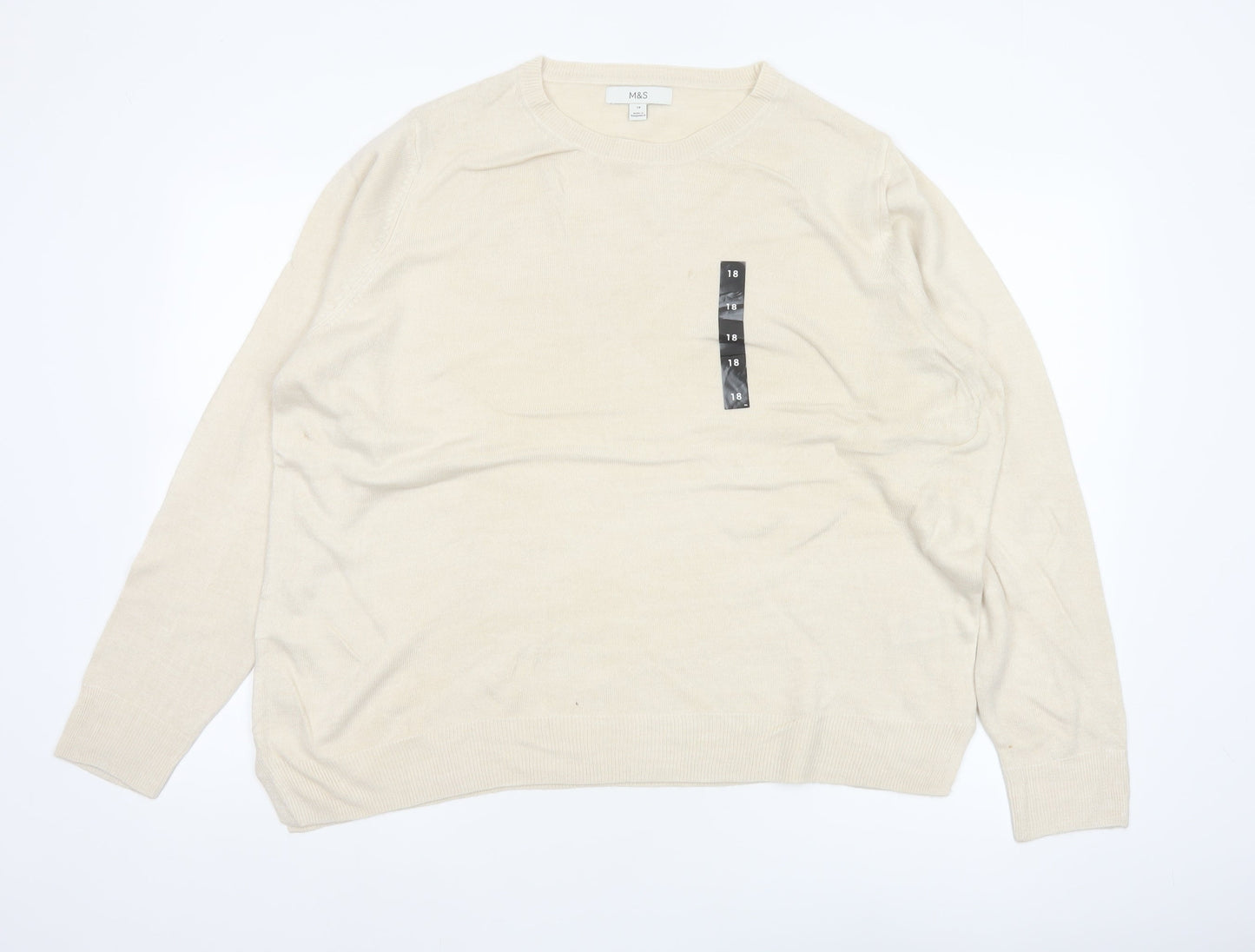 Marks and Spencer Women Ivory Size 18 Crew Neck Knit Pullover Jumper