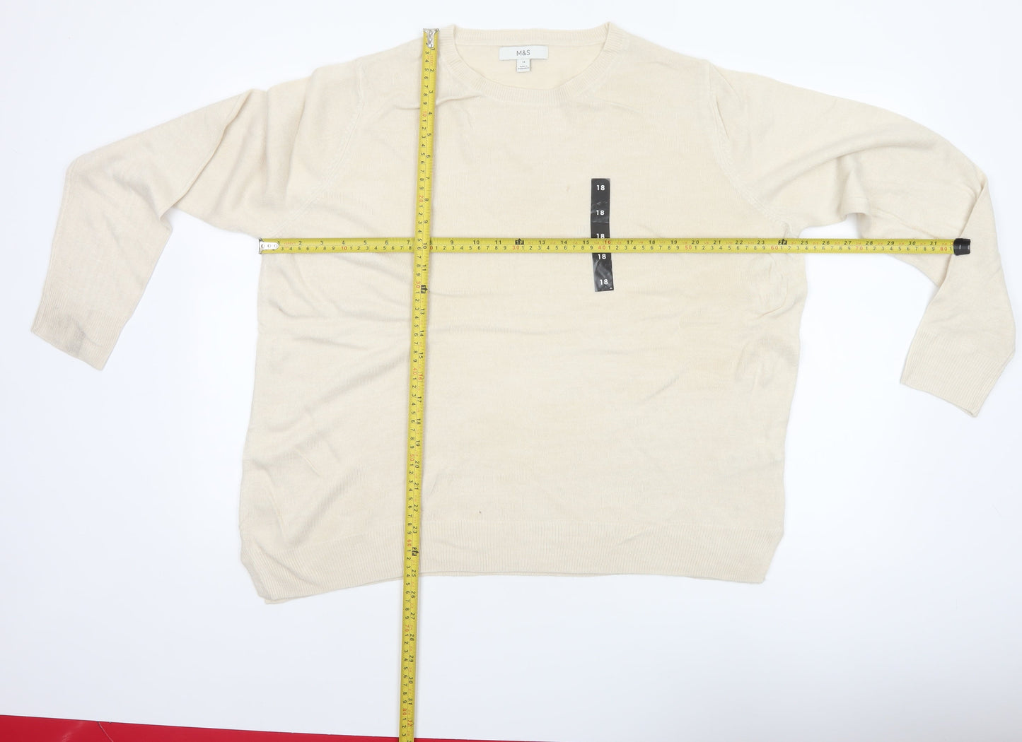 Marks and Spencer Women Ivory Size 18 Crew Neck Knit Pullover Jumper