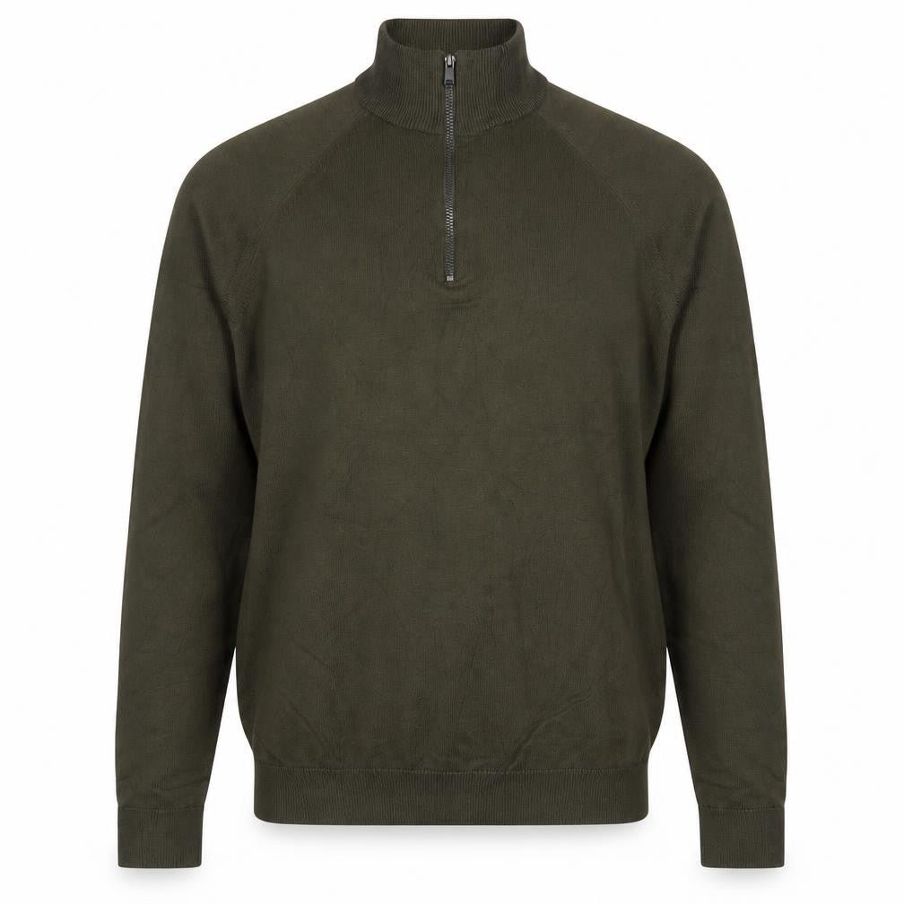 Marks & Spencer Men Green S 1/4 Zip High Neck Knit Jumper